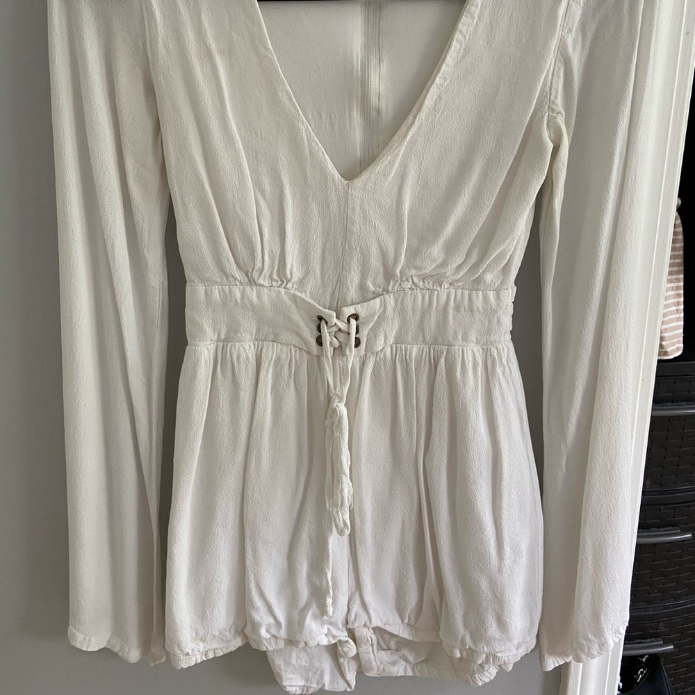MINKPINK White Romper with Bell Sleeves